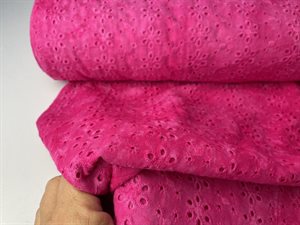 Fastvævet bomuld - broderi blomster i pink tie dye